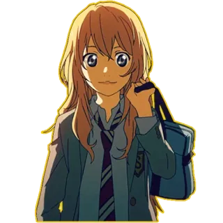 🙂 Kaori Miyazono Your Lie in April anime, character, school uniform, cute, girl, kaori, miyazono, your lie in april telegram sticker