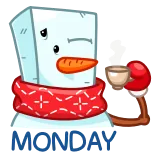 ☕️ MONDAY snowman, monday, coffee, carrot, winter, holiday telegram sticker