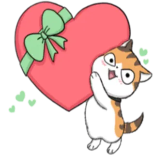 💝 кот, сердце, любовь, стикер, животное, милый, подарок telegram sticker