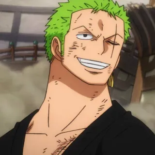 🧩 Zoro One Piece Anime, Spadaccino, Pirata, Capelli verdi telegram sticker