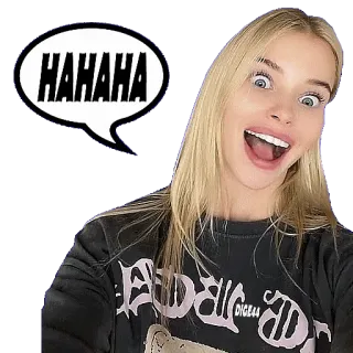 😂 HAHAHA donna, bionda, che ride, espressione, umorismo, divertente telegram sticker