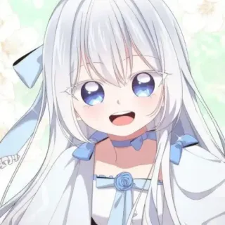🎐 アニメ, 女の子, 可愛い, 白髪, 青い目, マンガ telegram sticker