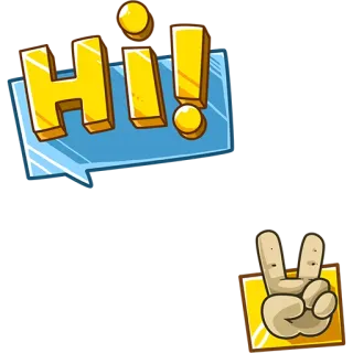 🍒 HI! สวัสดี, ทักทาย, การ์ตูน, อุทาน telegram sticker