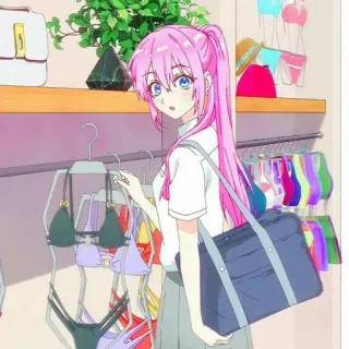 🦭 Anime, Ragazza, Capelli rosa, Costume da bagno, Shopping, Moda, Kawaii telegram sticker