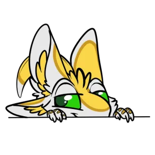 😏 animal, raposa, desenho animado, fofo, espreitar, feneco, orelhas, olhos verdes telegram sticker