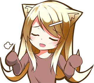 😅 动漫女孩, 猫耳, 卡哇伊, Q版, 可爱, 漫画 whatsapp sticker