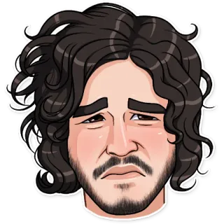 😒 homme, triste, visage, tête, cheveux bouclés, expression telegram sticker