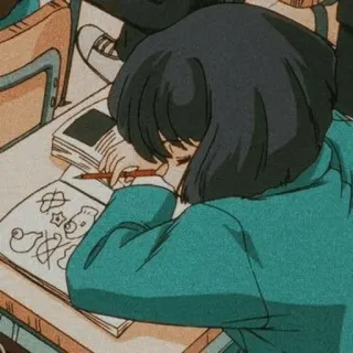😴 อนิเมะ, โรงเรียน, ภาพวาด, นักเรียน, การ์ตูน, โต๊ะ telegram sticker