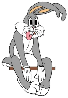 🥵 Bugs Bunny dibujos animados, conejo, sentado, gracioso, lengua telegram sticker