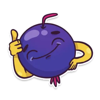👍 Daumen hoch, Beere, Frucht, Maskottchen, Cartoon, Emoji, Sticker telegram sticker