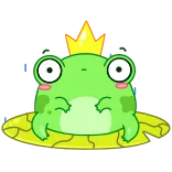 🌧 лягушка, корона, король, мультик, кувшинка, милый telegram sticker