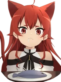 😍 อนิเมะ, สาวแมว, ปลา, การ์ตูน, น่ารัก, เศร้า telegram sticker
