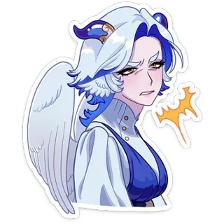 😤 Anime, Gadis, Sayap, Karakter, Stiker whatsapp sticker