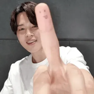 🖕 doigt d'honneur, grossier, offensant, geste, célébrité, k-pop, jimin telegram sticker