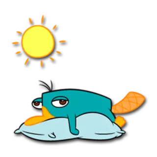⛅ Perry the Platypus Phineas and Ferb Perry l'ornitorinco, Cartone animato, Ornitorinco, Animale, Dormire telegram sticker