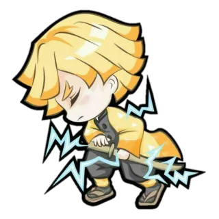 ⚡️ Zenitsu Agatsuma Demon Slayer Anime, Demon Slayer, Zenitsu Agatsuma, Chibi, Spada telegram sticker