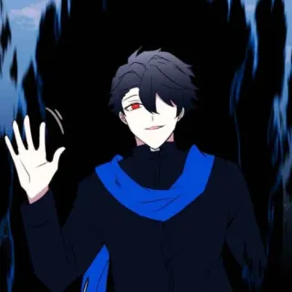🩸 Anime, Karakter, Pria, Gelap, Biru, Mata Merah telegram sticker