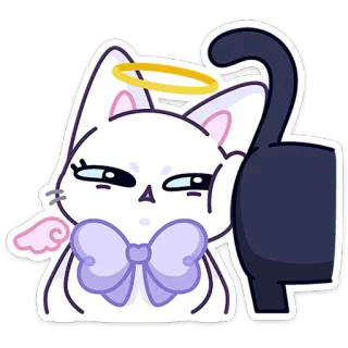 ⭐ 猫, 天使, 中指, 攻撃的, ステッカー, 可愛い telegram sticker