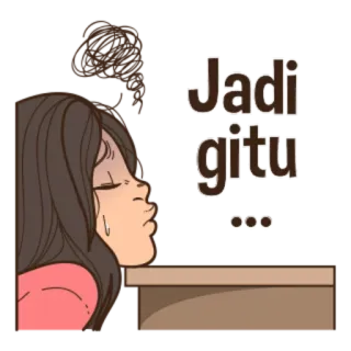 😕 Jadi gitu Dibujo animado, Expresión, Triste, Emocional, Mujer whatsapp sticker