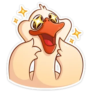 🤩 duck, cute, animal, sparkles, happy, cartoon whatsapp sticker