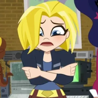 ✨ Supergirl DC Super Hero Girls cartone animato, DC Super Hero Girls, Supergirl, personaggio, bionda, ragazza, braccia conserte telegram sticker