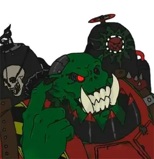 🧠 Warhammer 40,000 Орк, Warhammer 40k, Средний палец, Гримдарк, Научная фантастика, Война, Орки telegram sticker
