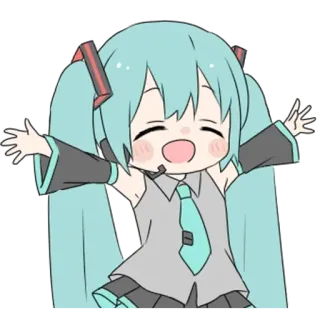 😆 Hatsune Miku hatsune miku, vocaloid, anime, chibi, kawaii, fofo whatsapp sticker