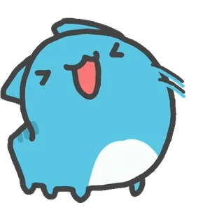 ↔️ 卡通, 可爱, 动物, 蓝色, 快乐, 贴纸 telegram sticker