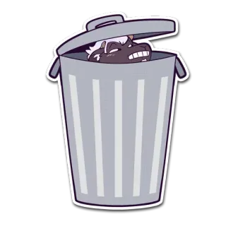 😩 垃圾, 废物, 垃圾, 垃圾桶, 垃圾箱, 角色, 卡通 telegram sticker