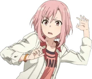 😧 anime, girl, pink hair, cute, expression, cartoon telegram sticker