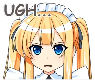 😐 UGH... Anime, Ragazza, Ugh, Maid, Frustrata, Espressione telegram sticker