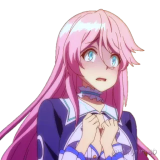 😨 animé, effrayé(e), cheveux roses, personnage, femme telegram sticker
