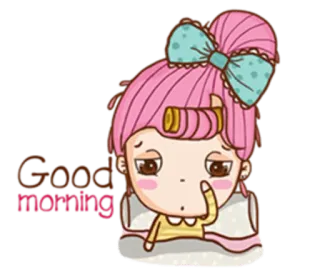 🌞 Good morning Guten Morgen, Morgen, Cartoon, Süß, Mädchen telegram sticker