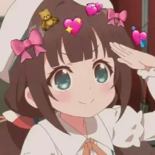 ☺️ Anime, Imut, Gadis, Hati, Boneka beruang, Pita telegram sticker