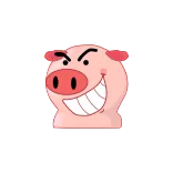 😈 porco, desenho animado, animal, rosto, malvado, sorriso telegram sticker