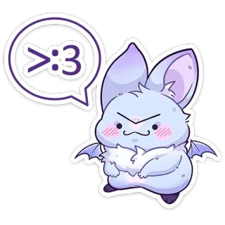 😠 >:3 Fledermaus, süß, Cartoon, Aufkleber, Tier, Kawaii whatsapp sticker