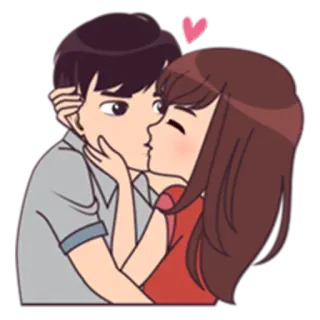😘 Kuss, Liebe, Paar, Romantik, Cartoon, Zuneigung whatsapp sticker