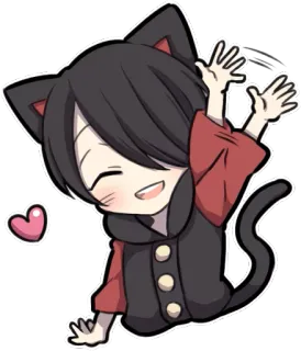 🙂 Katze, Anime, Cartoon, Kawaii, Neko, Süß, Herz, Sticker telegram sticker