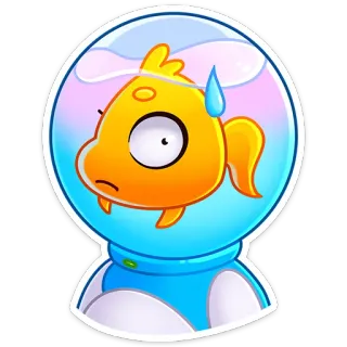 😅 goldfish, fish, bowl, stressed, cartoon, anxious whatsapp sticker
