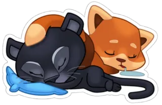 💢 kucing, rubah, tidur, imut, hewan telegram sticker