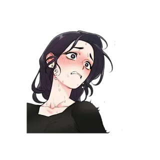 👩‍🦱 애니메이션, 여자, 초조한, 무서운, 불안한 telegram sticker