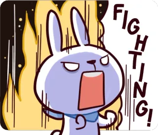 😠 FIGHTING! Hase, kämpfen, wütend, Cartoon, Motivation, Entschlossenheit telegram sticker