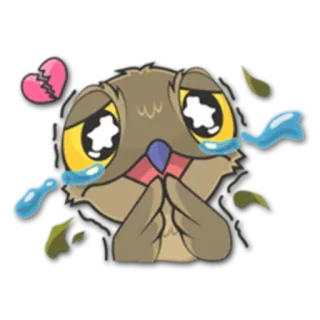 💔 triste, chorando, desenho animado, coração partido, emocional, animal, fofo whatsapp sticker