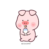 😋 猪, 动物, 婴儿, 牛奶, 可爱, 卡通 telegram sticker