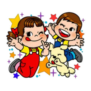 🎉 мультфильм, дети, милый, звезды, собака, счастливый whatsapp sticker