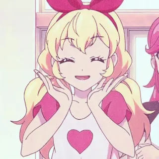 🍓 gadis anime, hati, imut, kartun, rambut pirang, merah muda telegram sticker