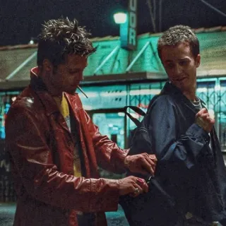 👊 Fight Club Fight Club, Brad Pitt, Edward Norton, Gewalt, 90er, Rauchen, Zigarette telegram sticker