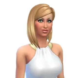 😟 woman, sims, blonde, digital, computer game, portrait telegram sticker