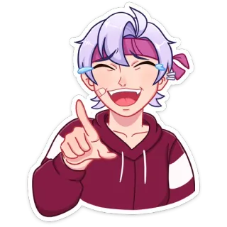 😂 Anime, Menino, Desenho animado, Engraçado, Rindo, Gesto ofensivo telegram sticker