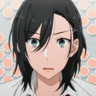✏️ Anime, Manga, Retrato, Preocupado, Pelo negro telegram sticker